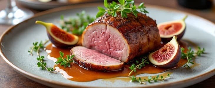 découvrez le magret de canard exquis, sublimé par une sauce champagne et des figues sucrées. une explosion de saveurs qui ravira vos papilles et éblouira vos convives. idéal pour un dîner raffiné ou une occasion spéciale.