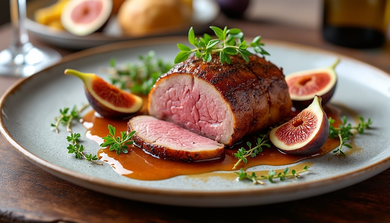 découvrez le magret de canard exquis, sublimé par une sauce champagne et des figues sucrées. une explosion de saveurs qui ravira vos papilles et éblouira vos convives. idéal pour un dîner raffiné ou une occasion spéciale.