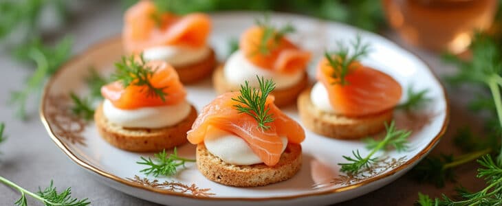 découvrez des bouchées apéritives raffinées au saumon, accompagnées d'une délicate mousse de champagne. parfaites pour vos réceptions, ces entrées allient élégance et saveurs pour émerveiller vos invités.