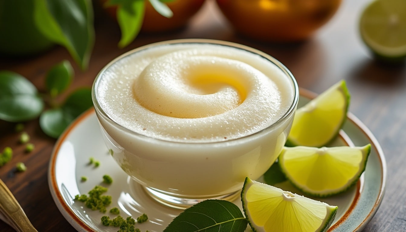 découvrez un dessert léger et revitalisant avec notre espuma de champagne et citron vert. cette délicieuse création allie la finesse des bulles de champagne à l'acidité du citron vert, offrant une expérience gustative unique et élégante pour toutes vos occasions.