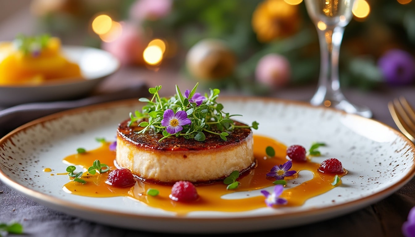 découvrez notre recette de foie gras poêlé accompagné d'une délicieuse réduction de champagne, une entrée festive qui allie saveurs raffinées et élégance pour émerveiller vos convives lors des grandes occasions.