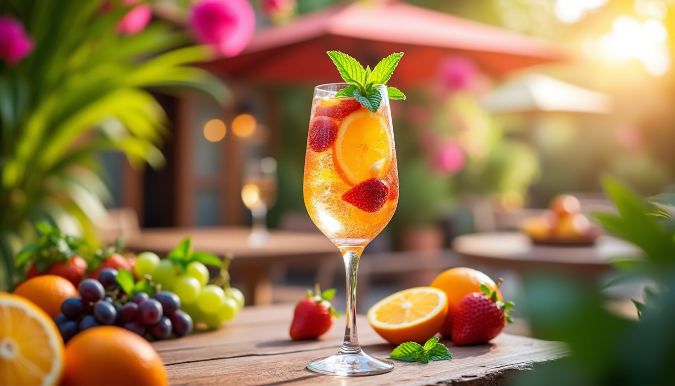 découvrez notre cocktail sangria pétillante au champagne, une boisson fruitée et festive qui saura égayer vos soirées. parfait pour partager des moments inoubliables entre amis, ce mélange rafraîchissant de fruits et de bulles est idéal pour toutes les occasions. à déguster sans modération!