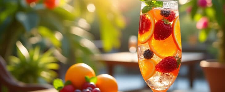 découvrez notre recette de cocktail sangria pétillante au champagne, une boisson fruitée et festive idéale pour animer vos soirées. avec ses notes d'agrumes et son effervescence, ce cocktail séduira vos invités et apportera une touche d'élégance à vos événements.