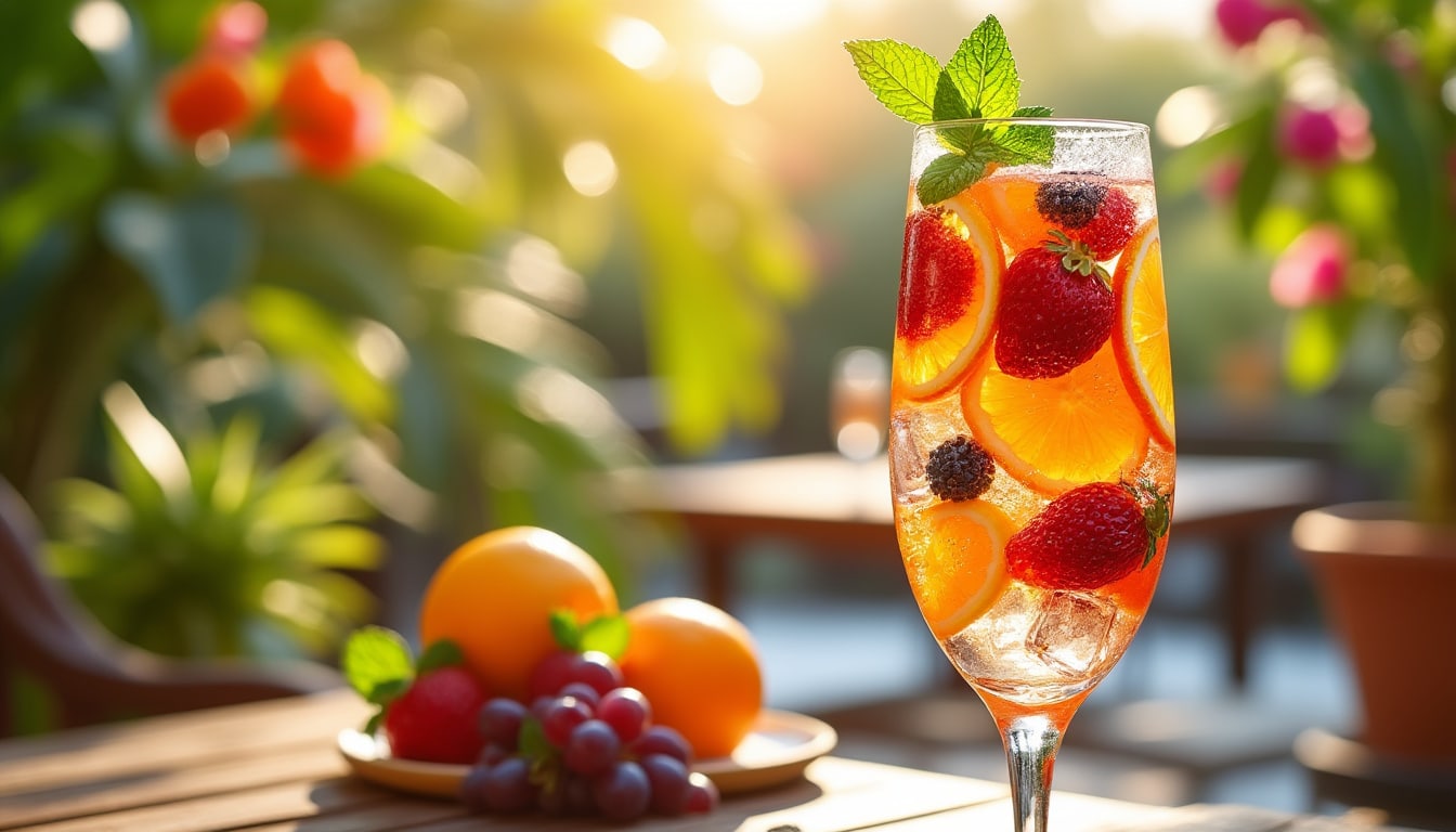 découvrez notre recette de cocktail sangria pétillante au champagne, une boisson fruitée et festive idéale pour animer vos soirées. avec ses notes d'agrumes et son effervescence, ce cocktail séduira vos invités et apportera une touche d'élégance à vos événements.