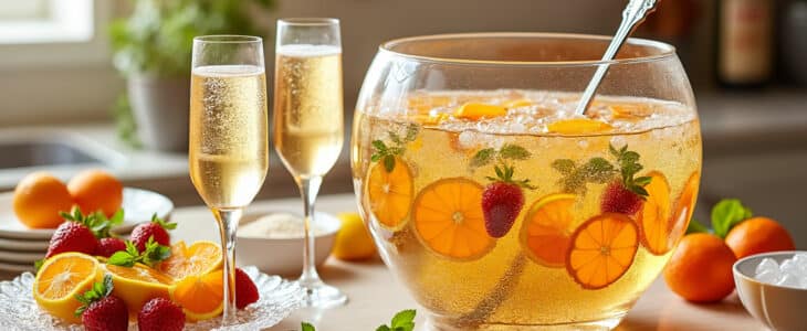 découvrez notre recette facile pour préparer un punch au champagne délicieux pour 10 personnes. suivez nos conseils simples pour réussir cette boisson pétillante idéale pour vos soirées et événements. impressionnez vos invités avec une boisson rafraîchissante et élégante !
