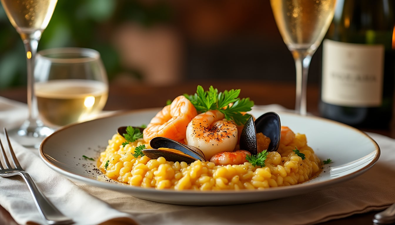 découvrez notre délicieuse recette de risotto au champagne et aux fruits de mer, parfaite pour impressionner vos invités. avec des saveurs raffinées et une présentation élégante, ce plat séduira vos convives à coup sûr. suivez nos étapes simples pour réaliser ce chef-d'œuvre culinaire.
