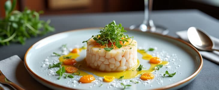 découvrez le tartare de saint-jacques au champagne, une création culinaire raffinée qui sublime la délicatesse des noix de saint-jacques tout en mariant leurs saveurs avec les bulles effervescentes. parfait pour une occasion spéciale, ce plat élégant allie fraîcheur et sophistication.