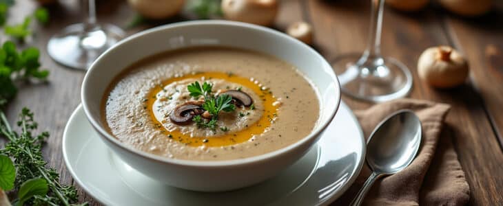 découvrez notre velouté de champignons et champagne, une entrée raffinée et réconfortante qui allie des saveurs délicates et un soupçon d'élégance. parfait pour impressionner vos invités lors d'un dîner ou simplement pour vous faire plaisir avec un plat savoureux.