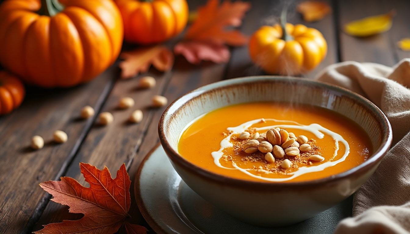 découvrez notre velouté de potimarron au champagne et noisettes, une recette de saison réconfortante qui allie douceur et élégance. idéale pour réchauffer vos soirées d'automne, cette soupe onctueuse ravira vos papilles avec ses saveurs délicates et gourmandes.