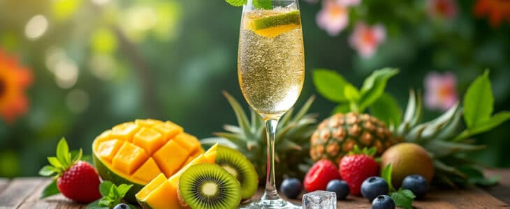 découvrez le punch exotique au champagne, une boisson rafraîchissante qui éveillera vos sens. parfait pour toutes les occasions, ce cocktail pétillant allie fraîcheur et saveurs fruitées, séduisant à coup sûr vos invités. laissez-vous séduire par cette recette originale et festive qui apporte une touche d'exotisme à vos apéritifs.